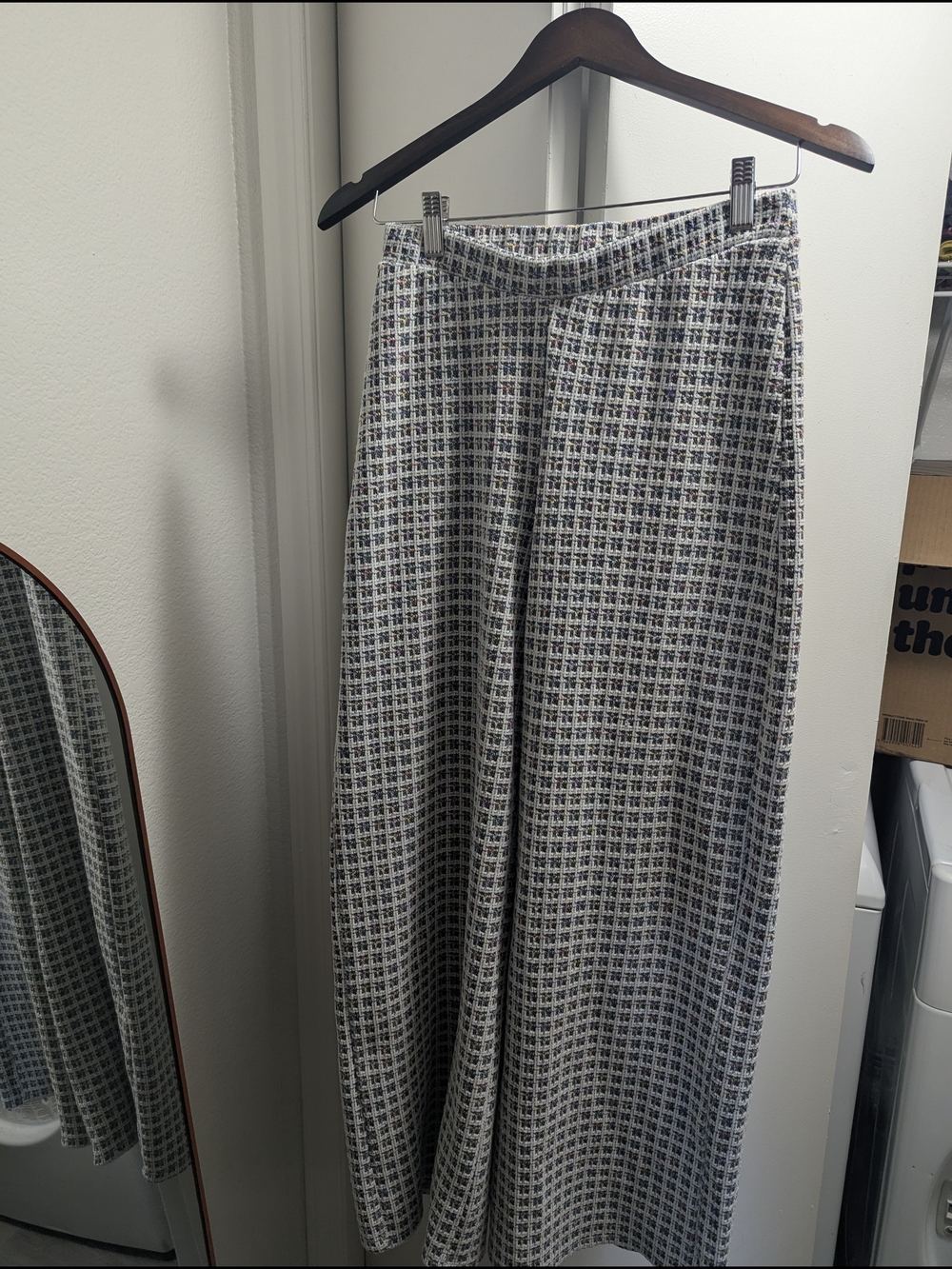 Saints Patterned Wide-Leg Pants - White/Black/Rainbow Tweed